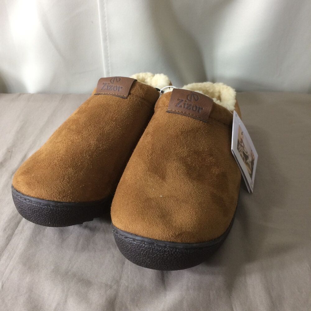 NEW Zizor Womens Fleece Lined Slippers Faux Suede Brown Size 7 8 New With Tags